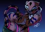 annoyed anthro bent_over big_breasts big_butt bottomwear bottomwear_down breasts butt clothed clothing covering covering_breasts female pants pants_down partially_clothed solo tail apsel_bluestar dreamworks kung_fu_panda master_tigress felid mammal pantherine tiger hi_res