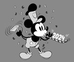 4_fingers anthro biped black_nose bottomwear clothed clothing confetti fingers footwear grey_background hat headgear headwear holding_object holidays male round_ears shoes shorts simple_background solo standing topless danthedoodle disney entering_public_domain new_year new_year_2024 steamboat_willie mickey_mouse mammal mouse murid murine rodent 2024 6:5 digital_drawing_(artwork) digital_media_(artwork) greyscale hi_res monochrome signature