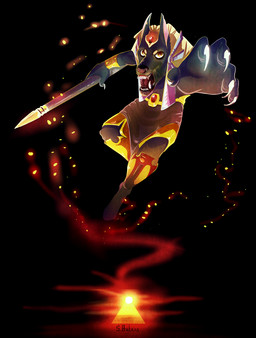 5_fingers anthro armlet armor black_body black_fur black_nose claws clothed clothing fingers fur gem gold_(metal) greaves holding_object holding_weapon light male melee_weapon open_mouth polearm pyramid red_eyes ruby_(gem) solo spear sun sunlight teeth tongue weapon amenlona egyptian_mythology middle_eastern_mythology mythology anubis anubian_jackal canid canine canis deity jackal mammal 2013 digital_media_(artwork) hi_res