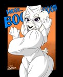 anthro big_breasts breasts clothing costume female fur ghost_costume halloween_costume holidays horn huge_breasts mask nipple_outline non-mammal_breasts simple_background solo tail text white_body white_fur reymonrr deltarune halloween undertale undertale_(series) toriel boss_monster_(undertale) bovid caprine goat mammal absurd_res hi_res