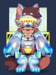 anthro assimilation big_bulge bulge cheek_tuft facial_tuft fluffy fluffy_tail hypnosis hypnotic_visor machine_bondage male mind_control neck_tuft null null_bulge solo tail tuft latexm4n mammal absurd_res hi_res