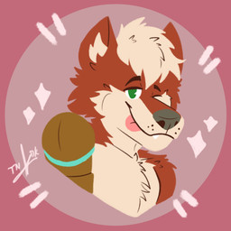 anthro blep border circle_background fur green_eyes grey_nose hair looking_at_viewer male male_anthro mechanical_arm nude nude_anthro nude_male one_eye_closed orange_body orange_ears orange_fur pink_background pink_border prosthetic simple_background smug_grin solo tongue tongue_out white_body white_fur white_hair wink winking_at_viewer tienduki ivara_(ivarathefoox) canid canine fox mammal 1:1 absurd_res bust_portrait hi_res portrait male_(lore)