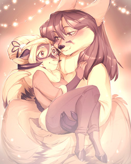 3_tails animal_ears anthro bottomwear bridal_carry carrying_another claws clothing denim denim_bottomwear denim_clothing duo eye_contact facial_markings female female/female female_carrying_female finger_claws fox_ears fox_tail goat_ears goat_tail hand_on_back hand_on_leg hand_on_shoulder hand_on_thigh head_markings hooves horizontal_pupils horn jeans larger_female looking_at_another markings multi_tail pants pupils size_difference slit_pupils smaller_female smile string_lights sweater tail topwear nikainfinity ellie_scott vulpes_foxnik bovid canid canine caprine ezo_red_fox fox goat mammal red_fox true_fox 2021 4:5 absurd_res hi_res sketch