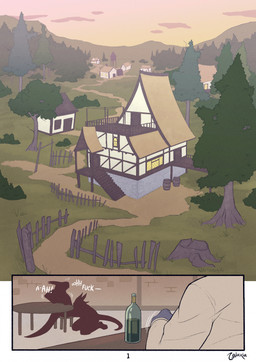 anthro bottle container dialogue group male male/male moan page_number path profanity public public_sex sex shadow silhouette text trio two_frame_image village galaxia22 comic english_text hi_res multiple_scenes signature