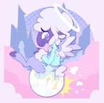 anthro blush blush_lines clothed clothing diaper diaper_use feces fur hair halo male pooping simple_background soiled_diaper soiling soiling_diaper solo tail unclean_diaper used_diaper wearing_diaper wings bubblepuppers helluva_boss collin_(helluva_boss) angel bovid caprine cherub mammal sheep digital_media_(artwork) hi_res