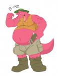 anthro belly belt big_belly boots bulge burping clothing footwear hat headgear headwear male muscular muscular_anthro muscular_male navel overweight overweight_anthro overweight_male shirt shoes solo tank_top topwear vore canson donkey_kong_(series) nintendo klump crocodilian kremling reptile scalie hi_res