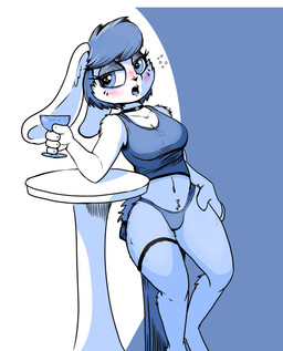 abstract_background anthro blush bubble choker clothing drunk drunk_bubble female fluffy jewelry necklace panties solo substance_intoxication topwear underwear garbagegarage lagomorph leporid mammal rabbit absurd_res hi_res