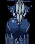 armor big_butt blue_body blue_skin butt female grey_hair hair ice not_furry pose simple_background solo transparent_background canastus league_of_legends riot_games tencent lissandra_(lol) humanoid 4:5 alpha_channel pinup