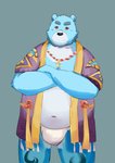 anthro asian_clothing black_nose blue_body blue_fur clothing east_asian_clothing fundoshi fur japanese_clothing kemono male navel overweight overweight_anthro overweight_male solo underwear white_body white_fur 7jq3cm79rx6otm1 bonasiah full_attack sophring_jie bear mammal 2017 absurd_res hi_res