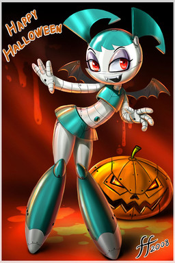 female food fruit holidays jack-o'-lantern machine midriff navel not_furry plant pumpkin red_eyes slim solo unusual_navel y2k_(fashion) fernando_faria halloween my_life_as_a_teenage_robot nickelodeon jenny_wakeman android humanoid robot robot_humanoid undead vampire hi_res