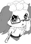 anthro eyewear female glasses kemono open_mouth solo teacher ukan_muri jewelpet sanrio sega sega_fave sapphie_(jewelpet) bird_dog canid canine canis cavalier_king_charles_spaniel domestic_dog hunting_dog mammal spaniel toy_dog monochrome