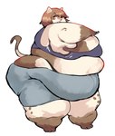 anthro barefoot belly big_belly big_breasts biped bottomwear breasts brown_body brown_fur brown_hair clothed clothing crop_top fat_arms feet female flabby_arms fur hair huge_belly huge_thighs love_handles markings morbidly_obese morbidly_obese_anthro morbidly_obese_female obese obese_anthro obese_female open_mouth overweight overweight_anthro overweight_female red_eyes shirt short_hair shorts simple_background solo spots spotted_body spotted_fur squish standing tail thick_thighs three-quarter_view topwear white_background white_body white_fur wide_hips fapolantern domestic_cat felid feline felis mammal full-length_portrait hi_res portrait