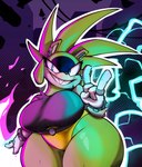 anthro big_breasts blue_eyes breasts eyelashes female fur green_body green_fur huge_breasts huge_hips huge_thighs looking_at_viewer sharp_teeth short_stack smile solo teeth thick_thighs wide_hips plaga idw_publishing sega sonic_the_hedgehog_(comics) sonic_the_hedgehog_(idw) sonic_the_hedgehog_(series) surge_the_tenrec afrosoricid mammal tenrec 2025 absurd_res digital_media_(artwork) hi_res