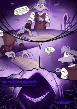 anthro dialogue dream duo fog foggy_background fur grey_body grey_eyes grey_fur grey_hair hair male purple_body ring scared scared_face speech_bubble text ripli a_story_with_a_known_end mark_(aswake) canid canine mammal 2025 comic digital_media_(artwork) english_text hard_translated translated
