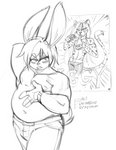 belt bottomwear clothing dancing makeup male nipples overweight pants pose poster naughtyjester lagomorph leporid mammal rabbit arthur_(disambiguation) monochrome