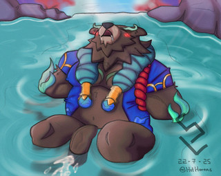 anthro belly blush bodily_fluids clothed clothing cum drooling erection fur genital_fluids genitals humanoid_genitalia humanoid_penis male moobs muscular muscular_anthro muscular_male nipples nude open_mouth overweight overweight_anthro overweight_male pecs penis rock saliva sky solo topwear water sterlingrizzly league_of_legends riot_games tencent volibear bear mammal polar_bear ursine 5:4 digital_media_(artwork) hi_res