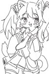 alternate_species anthro female furrification kemono open_mouth open_smile smile solo furkiwi vocaloid hatsune_miku domestic_cat felid feline felis mammal 2:3 black_and_white hi_res monochrome portrait sketch three-quarter_portrait