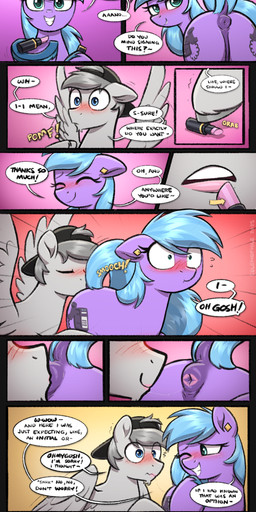 anal anus butt clothing cutie_mark dialogue dock_(anatomy) duo equine_anus exhibitionism femboy feral hat headgear headwear kiss_mark kiss_mark_on_anus kiss_on_anus kissing lipstick lipstick_on_anus makeup male male/male oral presenting presenting_anus presenting_hindquarters puffy_anus rimming sex speech_bubble tail text selenophile hasbro my_little_pony conference_call seleno 2025 absurd_res comic english_text hi_res