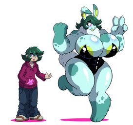 4_fingers anthro areola before_and_after big_breasts bottomwear breast_expansion breasts clothing duo expansion female fingers footwear green_body green_hair growth hair hoodie huge_breasts human_to_anthro mind_control muscle_growth muscular muscular_female on_one_leg open_mouth pants shoes simple_background smile species_transformation spiral spiral_eyes standing topwear transformation wide_hips grepstrash felid human lagomorph leopard leporid mammal pantherine rabbit 2020 absurd_res hi_res