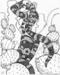 1996 anthro big_breasts biped black_and_white black_body black_scales breasts cactus clothing desert feet female gila_monster grey_body grey_scales greyscale hands_above_head helodermatid lizard monochrome non-mammal_breasts one-piece_swimsuit oscar_marcus outside pinup plant pose reptile scales scalie side_view solo standing swimwear tail talons toes white_body white_scales