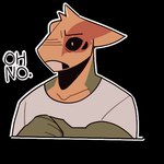 000atanerriaper000 anthro clothing gemini_the_sergal male multicolored_body scared scared_expression scared_face scared_shitless shirt solo telegram_sticker text topwear white_clothing white_shirt white_topwear worried worried_look