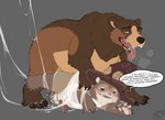 5_fingers anal anal_penetration animal_genitalia animal_penis anthro anthro_on_bottom anthro_on_feral anthro_penetrated arm_markings aroused arthropod_webbing balls barefoot bdsm bear_ears belly bestiality big_dom_small_sub biped blush bodily_fluids bondage bound brown_arms brown_body brown_ears brown_fur brown_hands brown_legs cheek_markings claws clothing cum cum_inside dialogue dominant dripping drooling duo erection facial_markings feet feral feral_on_top feral_penetrating feral_penetrating_anthro finger_claws fingers fur genital_fluids genitals gloves_(marking) hair hat hat_only head_markings headgear headgear_only headwear headwear_only interspecies larger_feral larger_male leg_markings male male/male male_anthro male_feral male_on_bottom male_penetrated male_penetrating male_penetrating_male mane mane_hair markings monotone_background mostly_nude multicolored_body multicolored_fur nude on_bottom on_top open_mouth pawpads paws penetration penile penile_penetration penis plantigrade quadruped saliva saliva_drip saliva_on_chin saliva_on_clothes saliva_on_clothing saliva_on_face saliva_on_own_chin saliva_on_tongue saliva_string sex sheath simple_background size_difference smaller_anthro smaller_male smile socks_(marking) spider_web tan_balls tan_belly tan_body tan_fur teeth text three-quarter_view tongue tongue_out tusks ursine_ears ursine_genitalia ursine_penis web_bondage wizard_hat benji_(artist) third-party_edit capcom monster_hunter kuruk_(character) rove_(monster_hunter) bear brown_bear grizzly_bear lynian mammal ursidae ursine wudwud 2025 digital_drawing_(artwork) digital_media_(artwork) english_text hi_res sketch