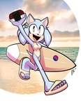 5_toes beach bisexual_pride_colors clothing feet female food footwear humanoid_feet lgbt_pride meat narrow_hips one-piece_swimsuit plantigrade pride_color_sticker pride_colors sandals seaside shoes sticker surfboard sushi swimwear thin_calves thin_legs thin_thighs toes lettuce_(artist) sega sonic_the_hedgehog_(series) fan_character honeydew_(lettuce) eulipotyphlan hedgehog mammal 2023 absurd_res hi_res