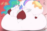 abstract_background back_rolls belly belly_bed big_belly big_butt bingo_wings blush bodily_fluids butt chubby_cheeks cutie_mark ethereal_hair ethereal_mane ethereal_tail fat_rolls female feral flabby_arms flabby_legs folded_wings horn huge_belly huge_butt hyper hyper_belly hyper_butt immobile inner_ear_fluff licking licking_lips morbidly_obese morbidly_obese_female neck_rolls obese obese_female obese_feral overweight overweight_female overweight_feral pseudo_hair pseudo_mane solo squish sweat thick_thighs tongue tongue_out tuft weight_gain wings astrum_(artist) friendship_is_magic hasbro my_little_pony mythology princess_celestia_(mlp) equid equine horse mammal mythological_creature mythological_equine pony winged_unicorn 2024 3:2 absurd_res digital_drawing_(artwork) digital_media_(artwork) hi_res