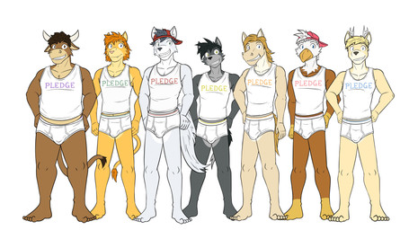 anthro antlers beak briefs bulge clothing feet group horn humanoid_feet humanoid_hands male plantigrade shirt smile smiling_at_viewer tank_top teeth tighty_whities toes topwear underwear white_briefs white_clothing white_underwear fuze accipitrid accipitriform avian bird bovid bovine canid canine canis cattle deer domestic_dog eagle equid equine felid fox horse lion mammal pantherine wolf absurd_res hi_res