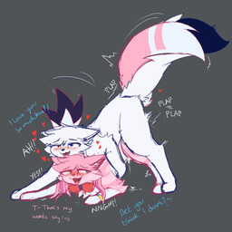 accessory blush bodily_fluids cum cum_drip cum_in_vagina cum_inside dripping duo ejaculation female feral from_behind_position fur genital_fluids heart_symbol leaking_cum leaking_vagina looking_pleasured love male male/female mating_season mounting pink_body pink_fur pleased_expression sex sex_after_cumming sound_effects text white_body white_fur wings ayaru_(artist) ethan_(ayaru) kira_(ayaru) domestic_cat felid feline felis mammal 1:1
