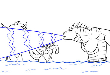 anthro breasts clothing female group male playing swimwear trio water tibbs mythology baku_(tibbs) betty_(tibbs) star_(tibbs) bat dragon mammal mythological_creature mythological_scalie reptile scalie comic hi_res