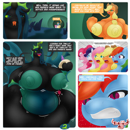 angry anthro belly big_belly big_breasts big_butt black_body blonde_hair blue_body blue_eyes blue_hair breasts butt butt_squish clenched_hands clenched_teeth close-up close_up_panel clothing cutie_mark eyeshadow fangs female green_eyes hair hand_on_butt hat headgear headwear holding_object holding_skull horn huge_breasts huge_butt looking_aside looking_at_another makeup multicolored_hair nude nude_anthro nude_female onomatopoeia open_mouth pink_body pink_hair purple_hair rainbow_hair shocked smug_expression smug_face smug_grin sound_effects squish teeth text tongue tongue_out vore wings yellow_body sokoyo_owo friendship_is_magic hasbro my_little_pony mythology applejack_(mlp) fluttershy_(mlp) pinkie_pie_(mlp) queen_chrysalis_(mlp) rainbow_dash_(mlp) rarity_(mlp) arthropod changeling_(mlp) earth_pony equid equine horse mammal mythological_creature mythological_equine pegasus pony unicorn absurd_res comic english_text hi_res