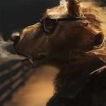 anthro black_nose brown_body brown_ears brown_face brown_fur clothed clothing ear_piercing eyewear fangs fur glasses male monotone_body monotone_face monotone_fur piercing side_view smoke smoking snout solo teeth nomax bear brown_bear grizzly_bear mammal ursine 1:1 2019 bust_portrait digital_media_(artwork) digital_painting_(artwork) portrait