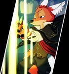 anthro blue_eyes cape clothing fur light magic male orange_body orange_fur scarf solo ocerydia bad_guy_cafe octopath_traveler square_enix cyrus_albright ziegelzeig_zoona canid canine fox mammal crossover hi_res