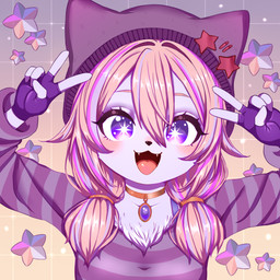 accessory anthro beanie blush blush_lines bra breasts chest_tuft clip_accessory clothing color_swatch crop_top eyebrows eyelashes fangs female fingerless_gloves front_view gesture gloves gradient_background grid_layout hair hair_accessory hairclip hand_gesture handwear happy hat headgear headwear highlights_(coloring) jewelry long_sleeves looking_at_viewer necklace open_mouth orange_hair particles pattern_background pattern_clothing popstar pose pupils purple_body purple_eyes shirt simple_background slim smile solo sparkles sparkling_eyes star striped_clothing stripes teeth tongue topwear tuft twintails_(hairstyle) underwear unusual_eyes v_sign white_pupils tsuki_qwq korinna_(dangerdash05) canid canine fox mammal 1:1 absurd_res half-length_portrait hi_res portrait