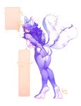 anthro female happy heart_symbol pink_eyes purple_body solo tail tail_motion junkochi canid canine mammal absurd_res hi_res