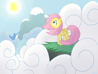 blue_eyes cloud detailed_background feathered_wings feathers female feral hair mountain outside pink_hair quadruped sky solo sun tail toony wings yellow_body yellow_feathers unknown_artist friendship_is_magic hasbro my_little_pony mythology fluttershy_(mlp) equid equine mammal mythological_creature mythological_equine pegasus 4:3 hi_res wallpaper