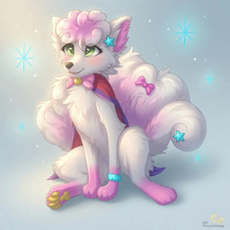 claws clothing coat decorating decoration feet female female_focus feral fur green_eyes hair meta multicolored_body multicolored_ears multicolored_fur multicolored_tail neck_tuft pawpads pupils purple_body purple_fur raincoat solo solo_focus tail toe_claws toes topwear tuft two_tone_body two_tone_ears two_tone_fur two_tone_tail white_body white_fur caypaisley nintendo pokemon canid canine generation_1_pokemon mammal ninetales pokemon_(species) vulpix 1:1 2026 digital_media_(artwork) watermark