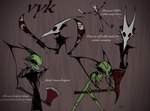 animal_mask antennae_(anatomy) axe beak_mask blood bodily_fluids clothing eyelashes female gloves grin handwear knife machete mask melee_weapon nude pak smile solo surgical_suture weapon darkryn_(artist) invader_zim nickelodeon vyk_(ryn) alien humanoid irken hi_res