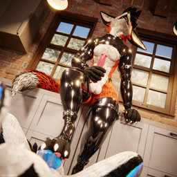 animal_genitalia animal_penis anthro anthro_on_anthro armwear balls biped black_body black_clothing black_fur black_latex black_legwear black_thigh_highs blue_body blue_fur blue_penis bodily_fluids brown_body brown_fur canine_genitalia canine_penis claws clothed clothing depth_of_field dominant duo erection feet foot_fetish foot_on_penis foot_play footjob fur genital_fluids genitals grey_body grey_fur hair hand_on_penis inside intraspecies kitchen knot knotted_penis latex latex_clothing latex_legwear latex_shrug_(clothing) latex_thigh_highs latex_topwear legwear lying lying_on_ground male male/male masturbation multicolored_body nude on_back on_ground open_mouth paws penile penile_masturbation penis red_body red_fur reflection sex sheath shrug_(clothing) slim slim_anthro slim_male slim_sub smile submissive submissive_male tail thigh_highs topwear white_body white_fur dragonplayer dragonplayer_(character) octo_(octothekitsune) canid canine canis fox hybrid jex mammal rexouium 1:1 3d_(artwork) absurd_res blender_(artwork) blender_cycles_(artwork) digital_media_(artwork) hi_res
