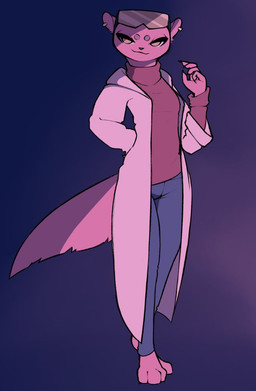 3_toes anthro barefoot clothed clothing ear_piercing ear_ring eyewear feet female fur green_eyes looking_at_viewer overcoat paws piercing ring_piercing simple_background smile solo sweater toes topwear eggnog_(artist) brand_new_animal studio_trigger marie_itami mammal mink mustelid musteline true_musteline