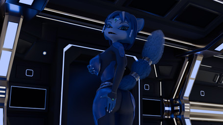adjusting_clothing anthro bodysuit breast_grab breasts butt butt_focus butt_grab clothing female hand_on_breast hand_on_butt inspection pose self_grope skinsuit solo tight_clothing semioriginalusername nintendo star_fox krystal_(star_fox) canid canine fox mammal 3d_(artwork) blender_(artwork) digital_media_(artwork) pinup