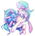 blue_body blue_eyes blue_hair eyelashes female feral fur gem hair long_hair pearl_(gem) pink_nose solo spikes split_form white_body white_fur ground-lion nintendo pokemon generation_7_pokemon marine merfolk pokemon_(species) primarina 2016 signature unavailable_at_source