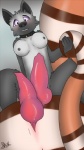 2_penises animal_genitalia anthro anus areola blush breasts brown_body brown_scales collar duo erection faceless_character faceless_male female feral fur genital_slit genitals grey_background grey_body grey_fur grey_nipples interspecies male multi_genitalia multi_penis nipples nude penis purple_eyes pussy scales simple_background spread_legs spreading teeth white_body white_fur white_scales drenmar canid canine canis mammal reptile scalie snake wolf 2013