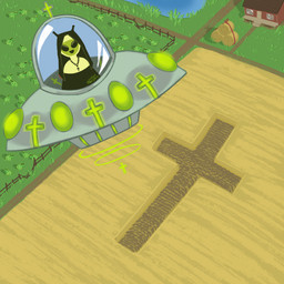 antennae_(anatomy) beads black_clothing black_eyes clothed clothing cross farm female field glistening glistening_eyes green_body green_skin noseless nun nun_habit nun_outfit open_mouth open_smile prayer_beads religion religious_clothing rosary smile ufo wheat_field white_clothing pulledbjjork christianity sister_gleep_glorp alien bovid bovine cattle mammal roswell_grey 1:1 absurd_res hi_res