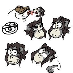 anthro black_hair blush clothing duo fur grey_body grey_fur hair hat hat_over_eyes headgear headwear licking male male/male smile smirk tongue white_body white_fur chesnaughtfan deadlock_(game) valve krill_(deadlock) mo_(deadlock) eulipotyphlan haplorhine mammal mole_(animal) monkey primate 1:1 expression_sheet headshot_portrait hi_res portrait