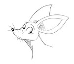 anthro ears_back fur looking_back male pivoted_ears solo whiskers wide_eyed reagan700 sniff_(moomin) kangaroo macropod mammal marsupial 2023 bust_portrait monochrome portrait