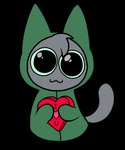 :3 cloak clothed clothing green_cloak green_clothing green_sclera grey_body head_tuft holding_object holidays looking_at_viewer male silly simple_background smile solo tail text toony transparent_background tuft gooblie_2 valentine's_day isaac_(gooblie_ii) domestic_cat felid feline felis mammal absurd_res alpha_channel english_text hi_res