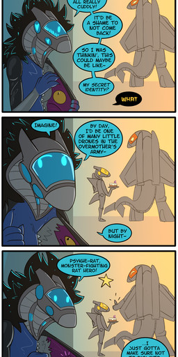 aircraft ambiguous_gender anthro blue_body blue_visor blush blush_lines breasts breath cake clothing dessert dialogue drone drone_helmet duo facepalm female food group humor latex latex_clothing machine mask one_breast_out positive_reinforcement serving_beverage size_difference speech_bubble superhero supervillain text trio vehicle yellow_eyes pankallisti circe_(pankallisti) star_(drone_overmother) sundeipne_(pankallisti) aeromorph animate_inanimate living_aircraft living_clothing living_latex living_machine living_vehicle comic english_text hi_res