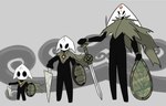 2_horns ambiguous_gender black_body black_eyes black_hands black_legs cloak clothing fingers forehead_gem gem holding_melee_weapon holding_object holding_shield holding_sword holding_weapon horn melee_weapon nail_(weapon) shield simple_background solo sword weapon latiar hollow_knight team_cherry fan_character harrold_(latiar) arthropod 2020 digital_media_(artwork) hi_res male_(lore)